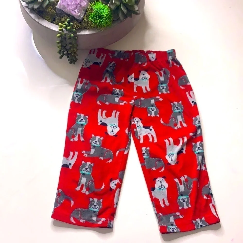 Carter’s toddler 2T red fleece puppy dog Print Pants unisex