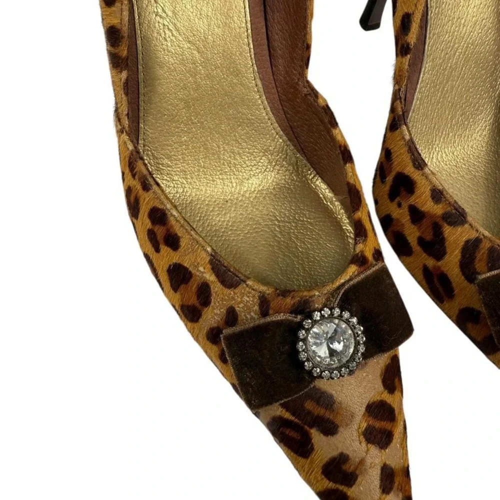 Naturalizer Leopard Print Heels w/ Rhinestone Bow (7M