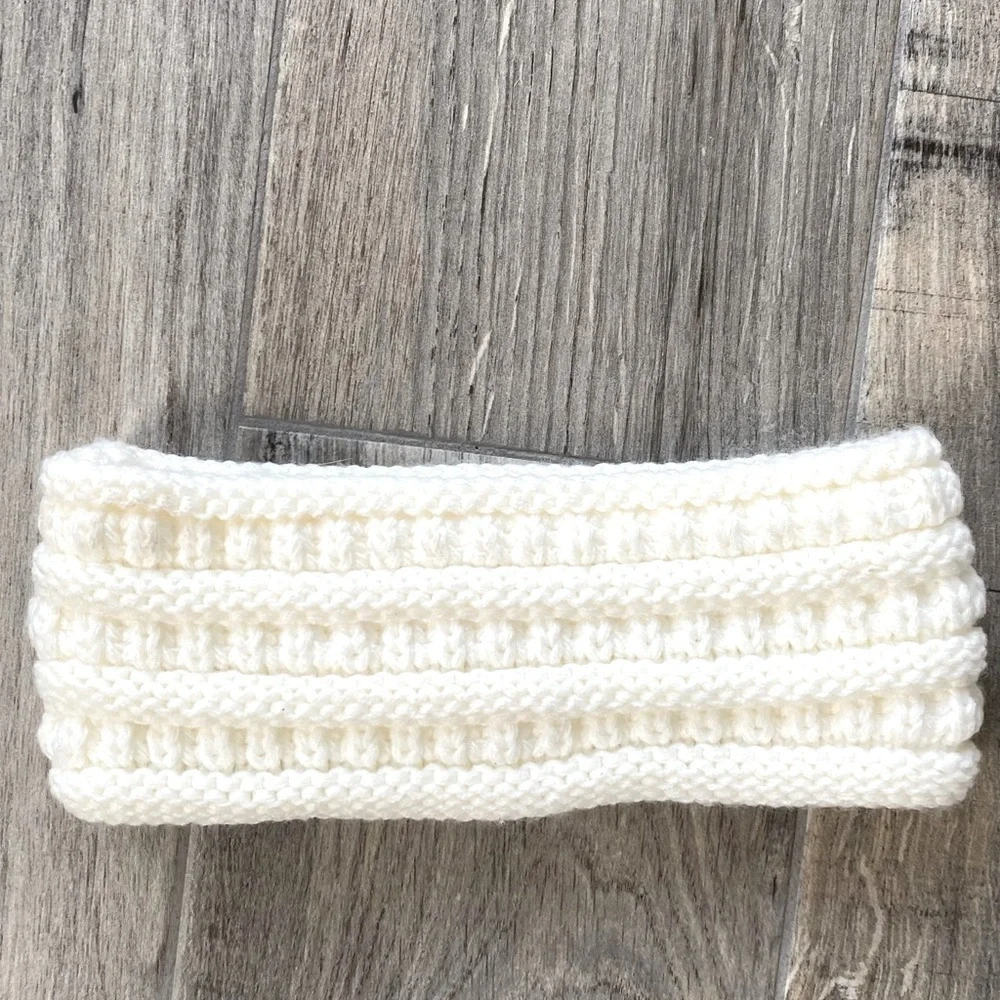C.C. Kids Ivory Winter Ribbed Headwear