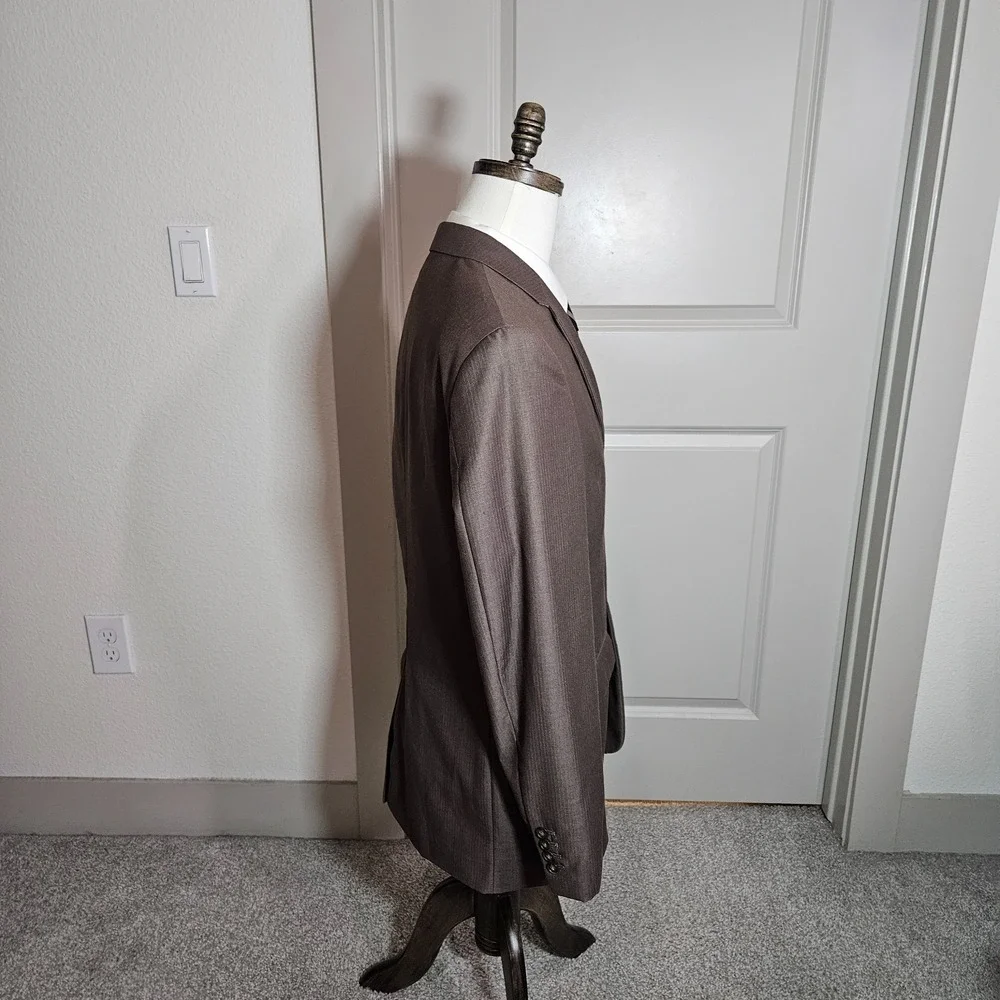 NEW Perry Ellis 40S Suit Blazer Jacket Men Classic‎ Fit Poly Textured Brown