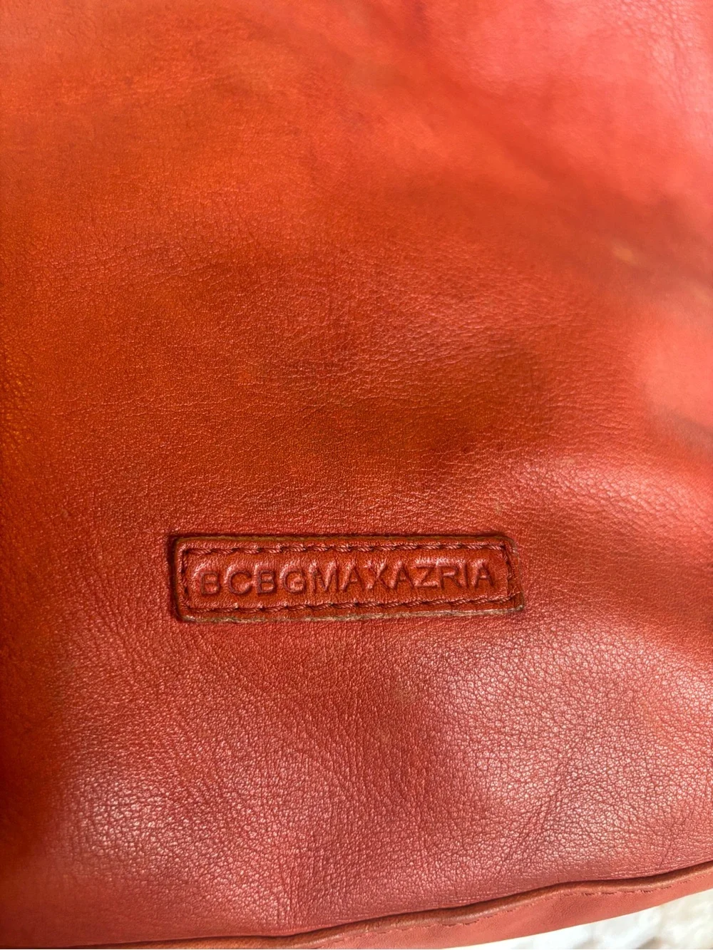 BCBGMaxAzria Rusty Red very soft leather slouchy hobo tote silver hardware