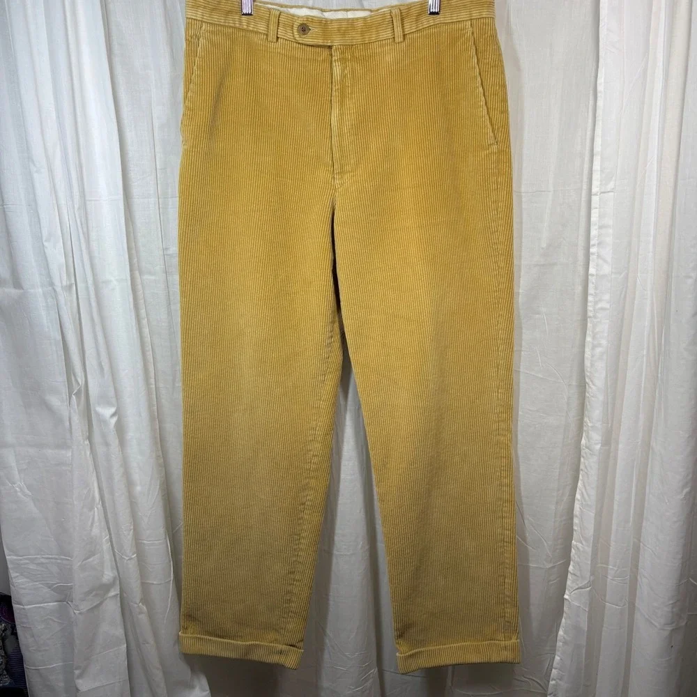 Johnstons of‎ Elgin Corduroy Cuffed  Pants Mustard/Yellow Gold Size 38 Reg READ