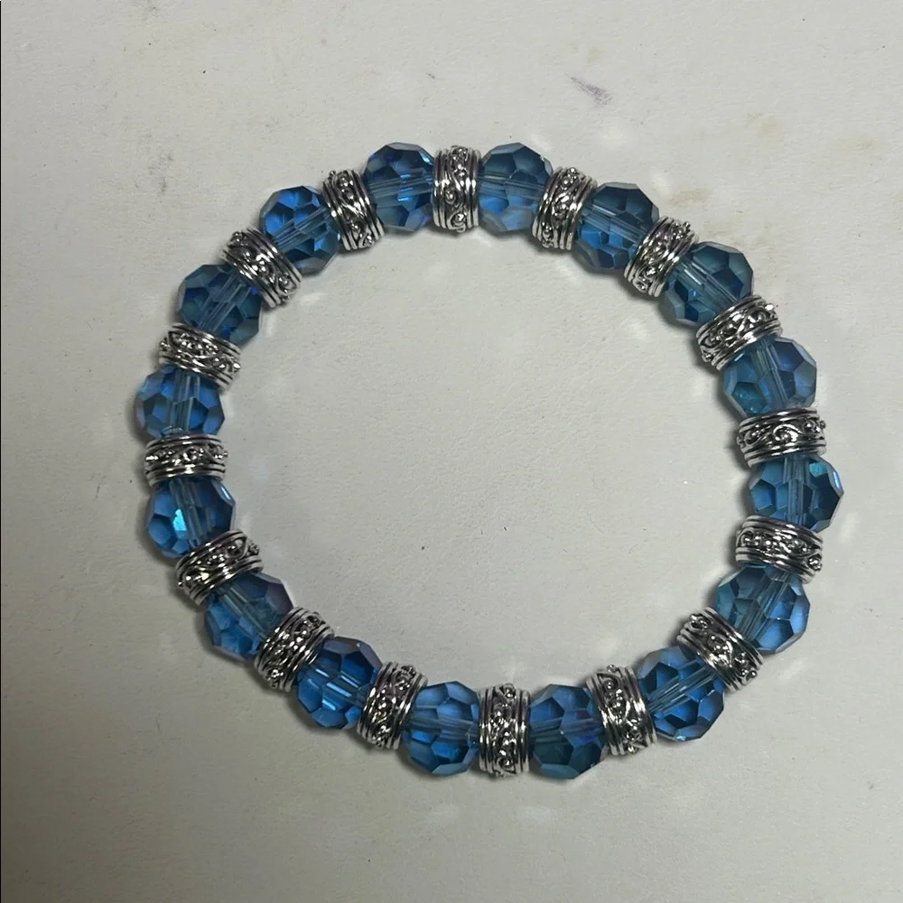 Stylish Silver & Blue AB Crystal Bracelet