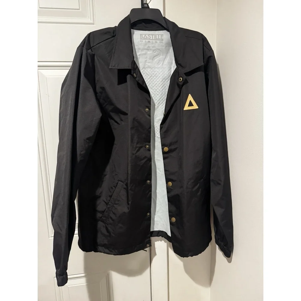 Bastille Doom Days Black Tour Coach Jacket Adult L Unisex Back Graphic 2019 Rare