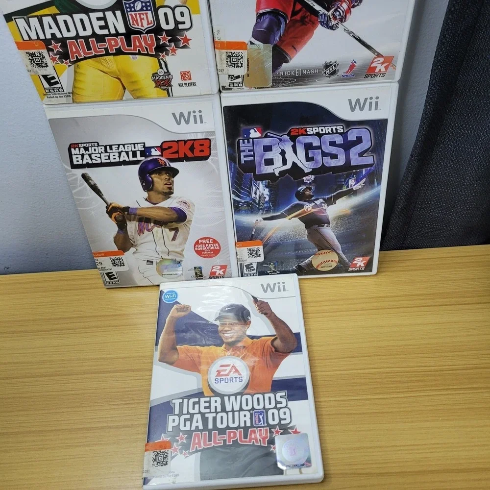 Nintendo Wii Sports Game Bundle Lot Madden NHL MLB The Bigs 2 PGA Tour