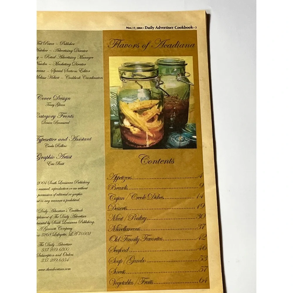 The Daily Advertiser 2004 Holiday Cookbook Flavors of Acadiana Louisiana Recipes