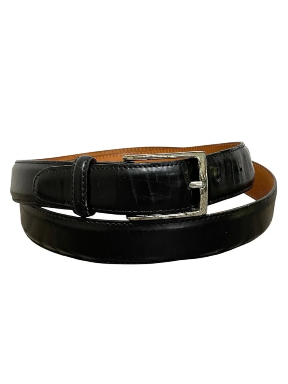Vintage Martin Dingman Black Milled Finish Leather Belt Hand Made in USA Size 42