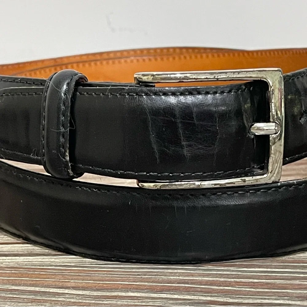Vintage Martin Dingman Black Milled Finish Leather Belt Hand Made in USA Size 42