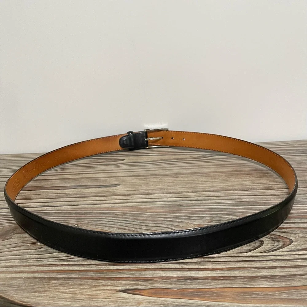 Vintage Martin Dingman Black Milled Finish Leather Belt Hand Made in USA Size 42