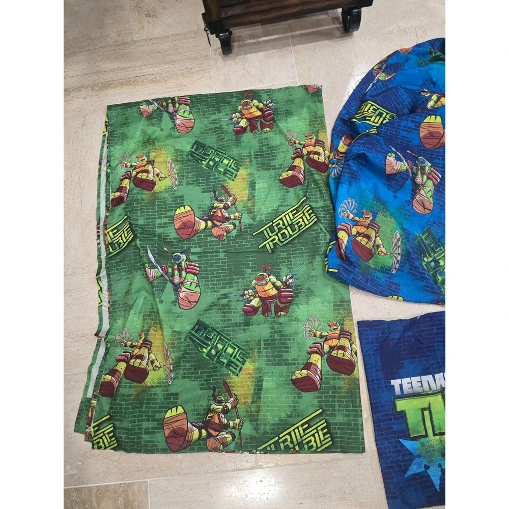 TMNT 3pc‎ Bedding Turtle Power Twin Flat Fitted 1 Pillowcase Polyester Kids Room