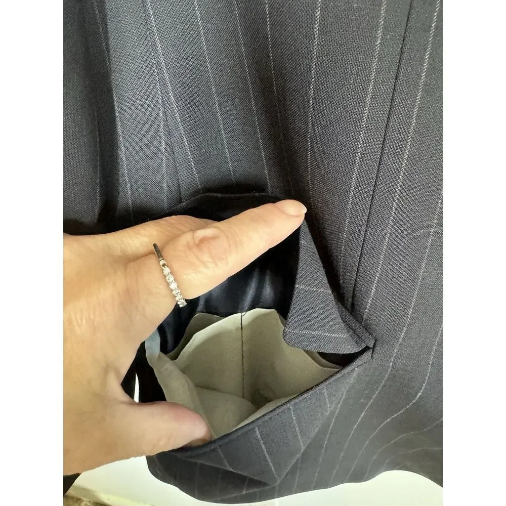 Brooks Brothers Brooksease 44L Navy Pinstripe Wool Blazer‎ Sport Coat Jacket