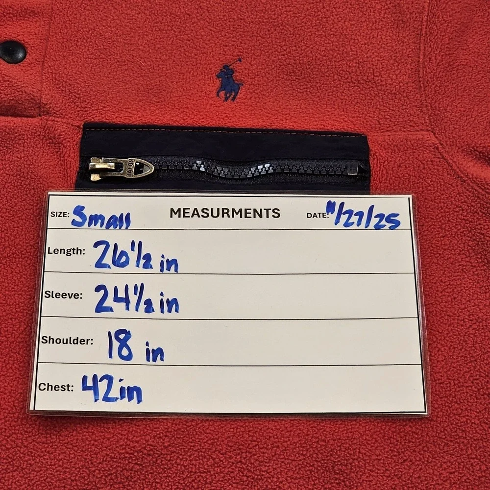 Polo Ralph Lauren Red Fleece Mens S‎ Sweater Mockneck Pullover 1/4 Snap Pockets