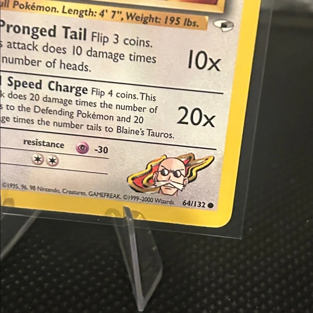 Pokemon Blaine’s Tauros 64/132‎ Vintage from Gym Heroes Unlimited (2000) M/NM