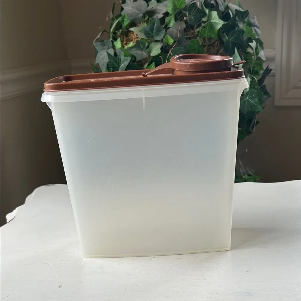 Tupperware Vintage Brown and White Storage Container