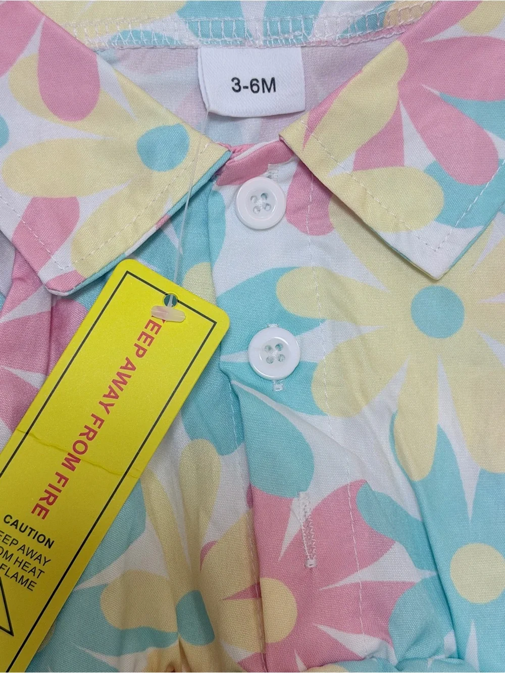 Baby Girl Floral Dress Bodysuit 3-6M Pastel Daisy Print Collared NWT