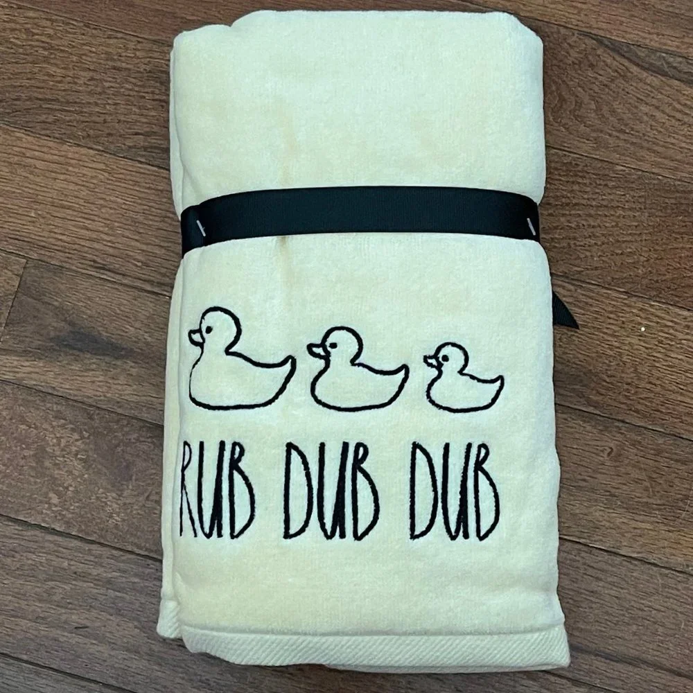 New Rae Dunn by Magenta Yellow Rub Dub Dub Duck Hand Towel Set P5