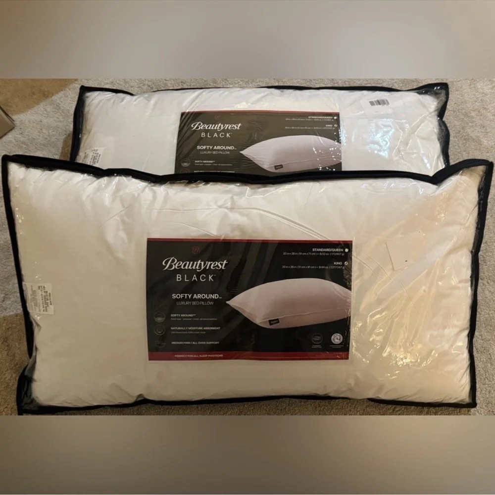 🎉LAST CHANCE🎉2PC BEAUTY REST BLACK Luxurious 20x36 Down And Feather Blend Pillow