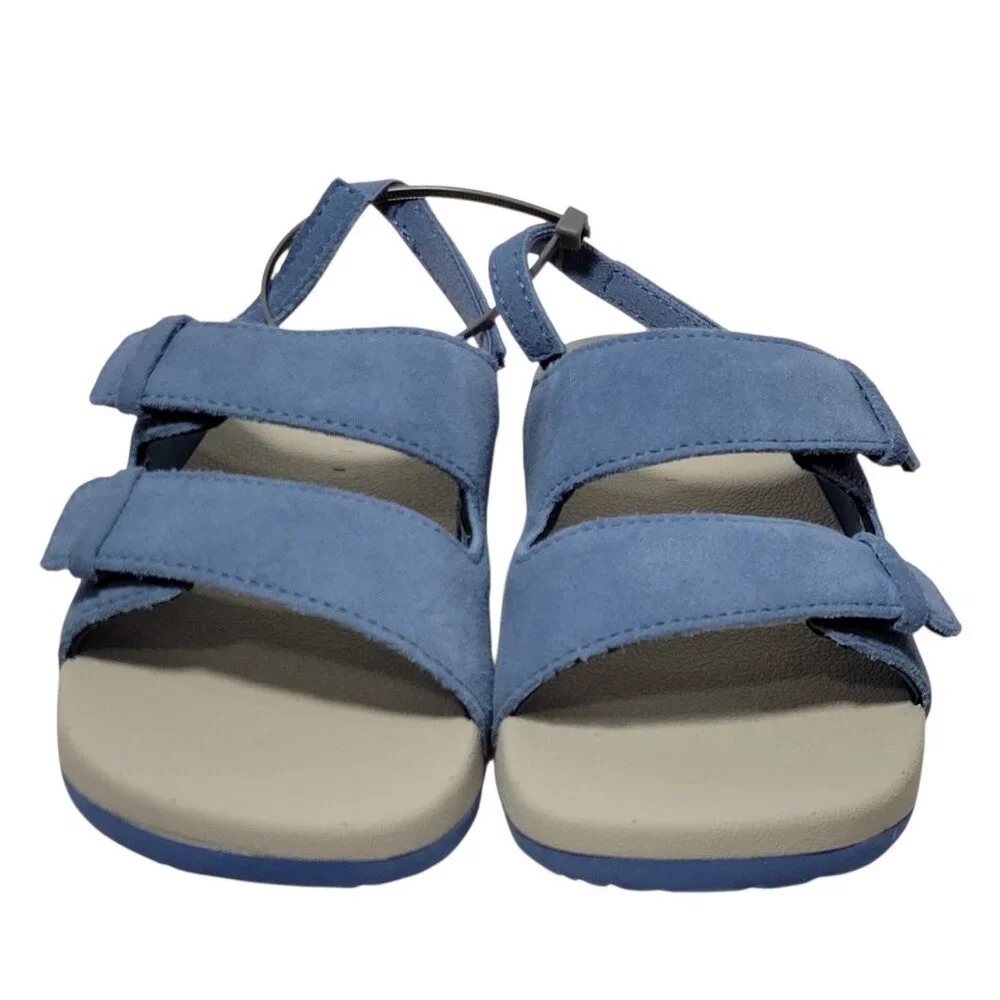 Reef Ojai Sandals Big Kid Size 12 Suede Leather Upper Unisex Backstrap Blue NWOT