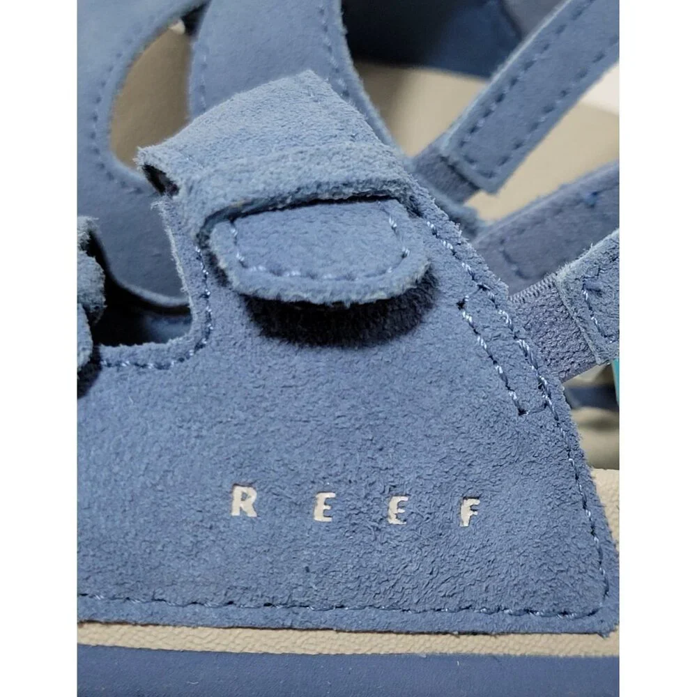 Reef Ojai Sandals Big Kid Size 12 Suede Leather Upper Unisex Backstrap Blue NWOT