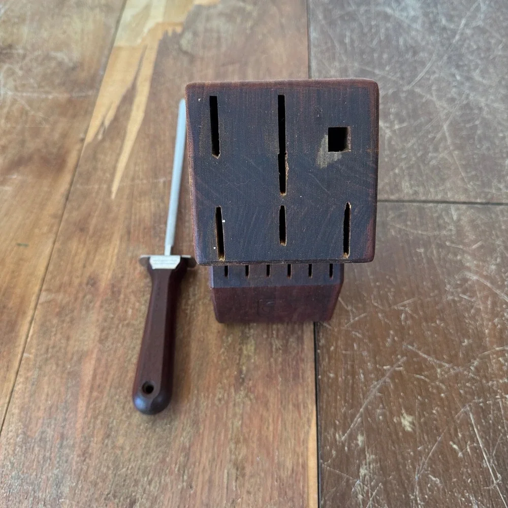 Tramontina Inox Stainless Steel Knife Block Honing Steel Wood Handle‎