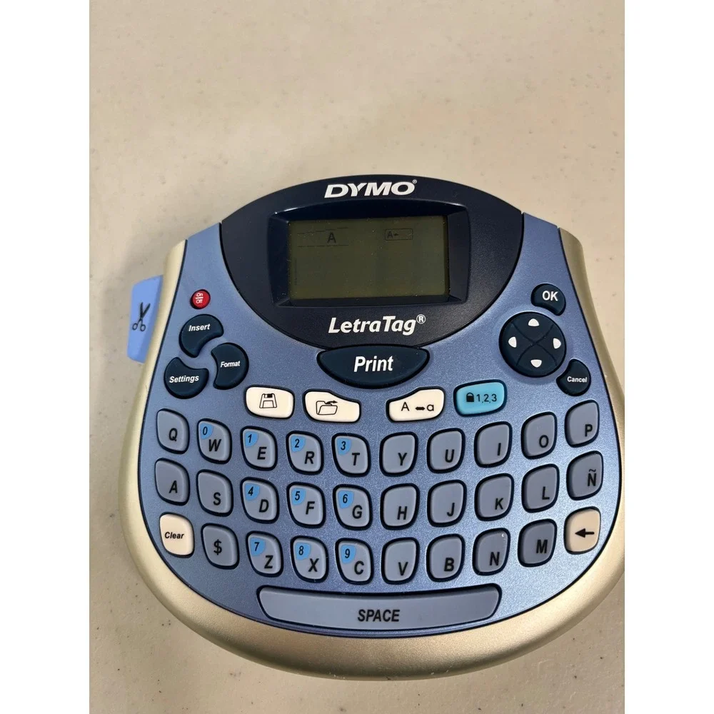 Dymo LetraTag LT-100T Handheld Label Maker‎ QWERTY Keyboard Blue Silver LT100T