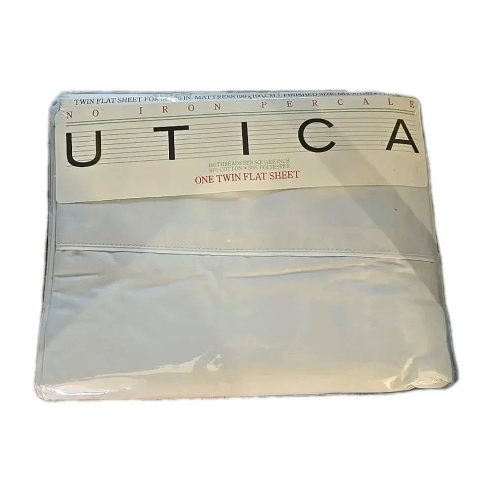 NEW Vintage UTICA Pipeline No-Iron‎ Percale One Twin Flat Sheet Set 39