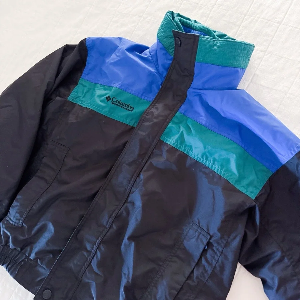Vintage Columbia Color‎ Block Bugaboo Jacket 14/16 Boys Black Blue Green