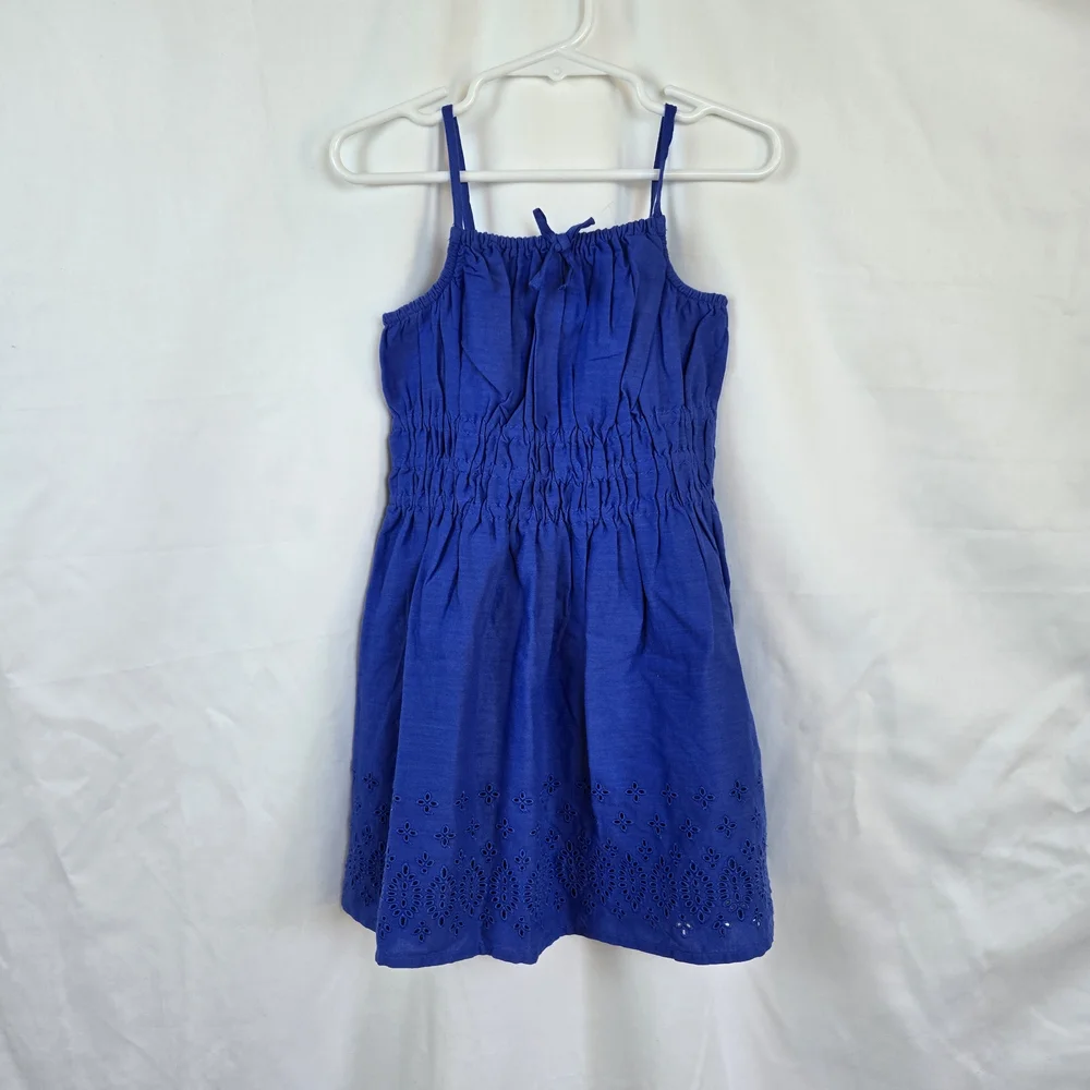 Old Navy Girls Blue Sleeveless Tie-Front Embroidered Smocked Summer Dress 2T New