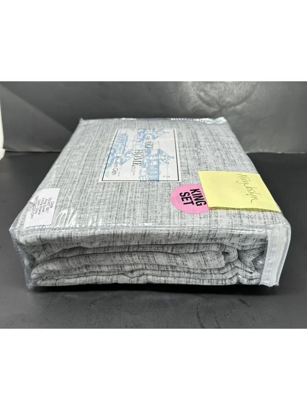 ANN GISH THE ART OF HOME CODE GREY King Duvet Set w/2 King Shams NEW $525