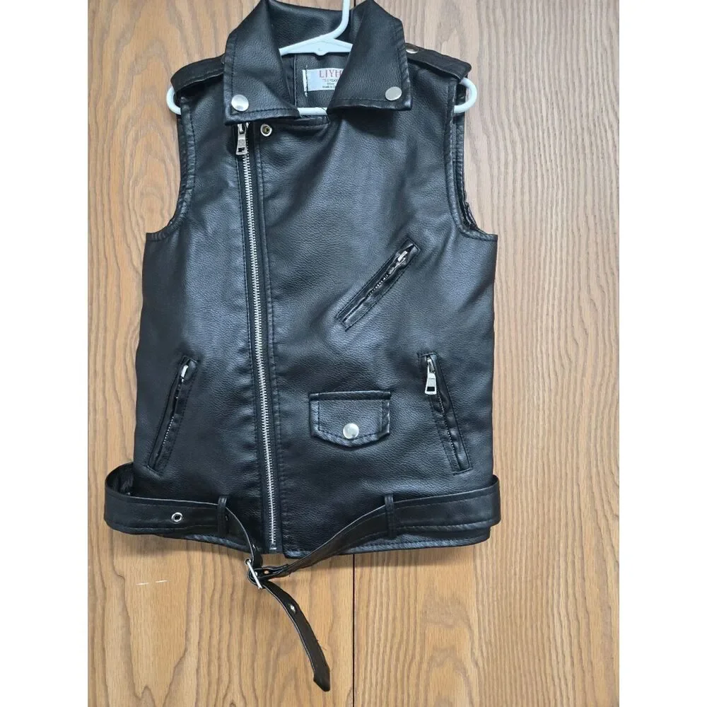 Children's Black Faux Leather Vest