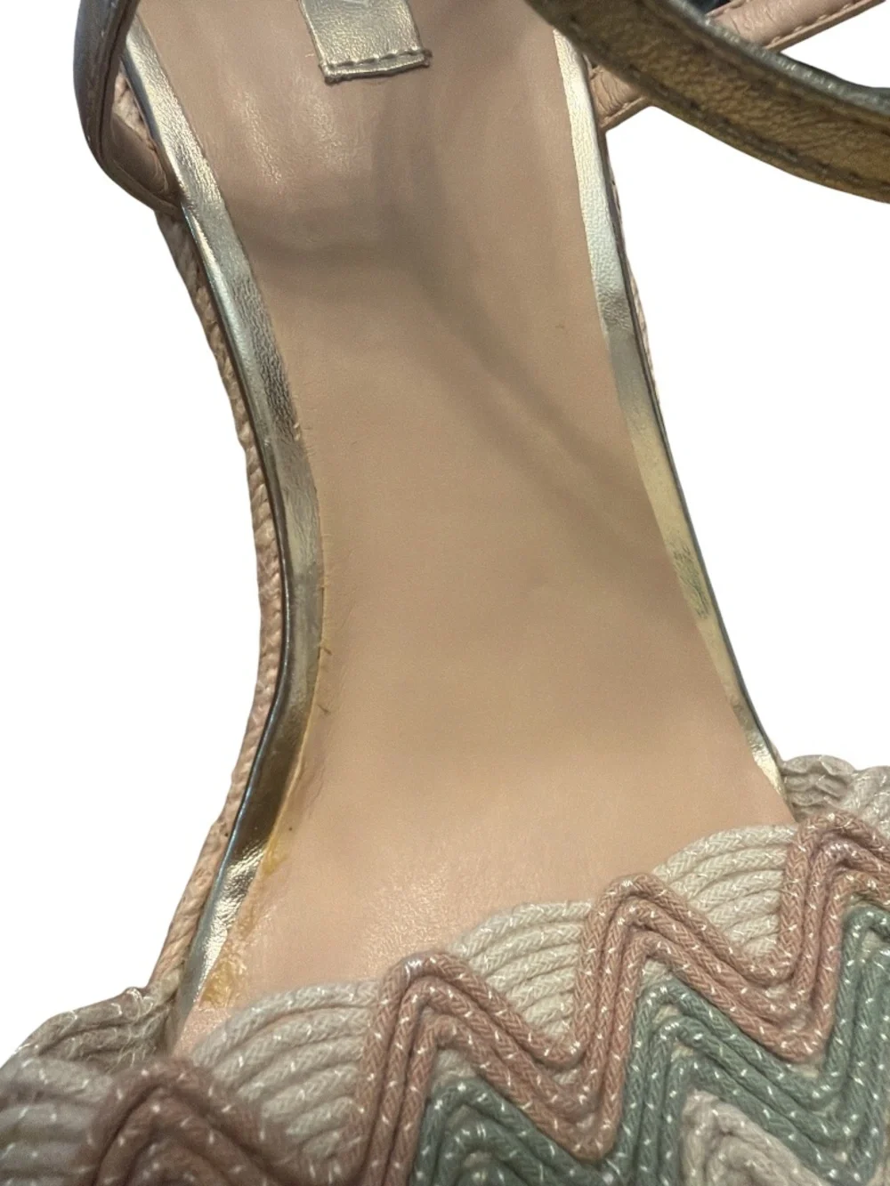 Copper Key Gold Espadrille Wedge Sandals Chevron Boho Size 9.5