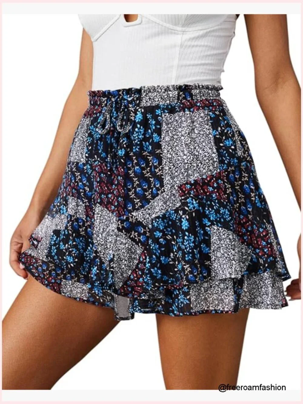 Flowy Skorts Chiffon Ruffle Tennis Mini Skirts Boho Summer Shorts High Rise