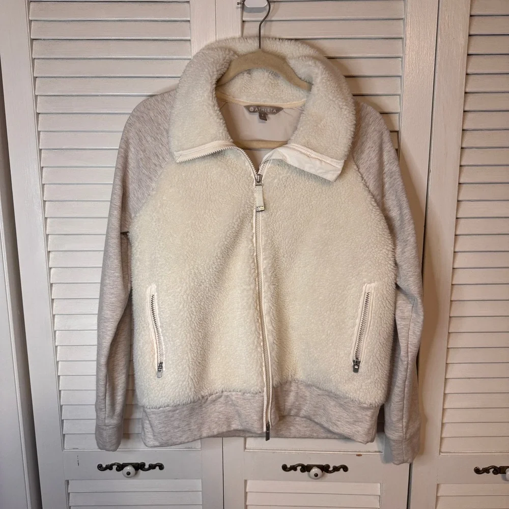 ATHLETA Womens Range Sherpa Zip Pocket Coat SZ‎ S