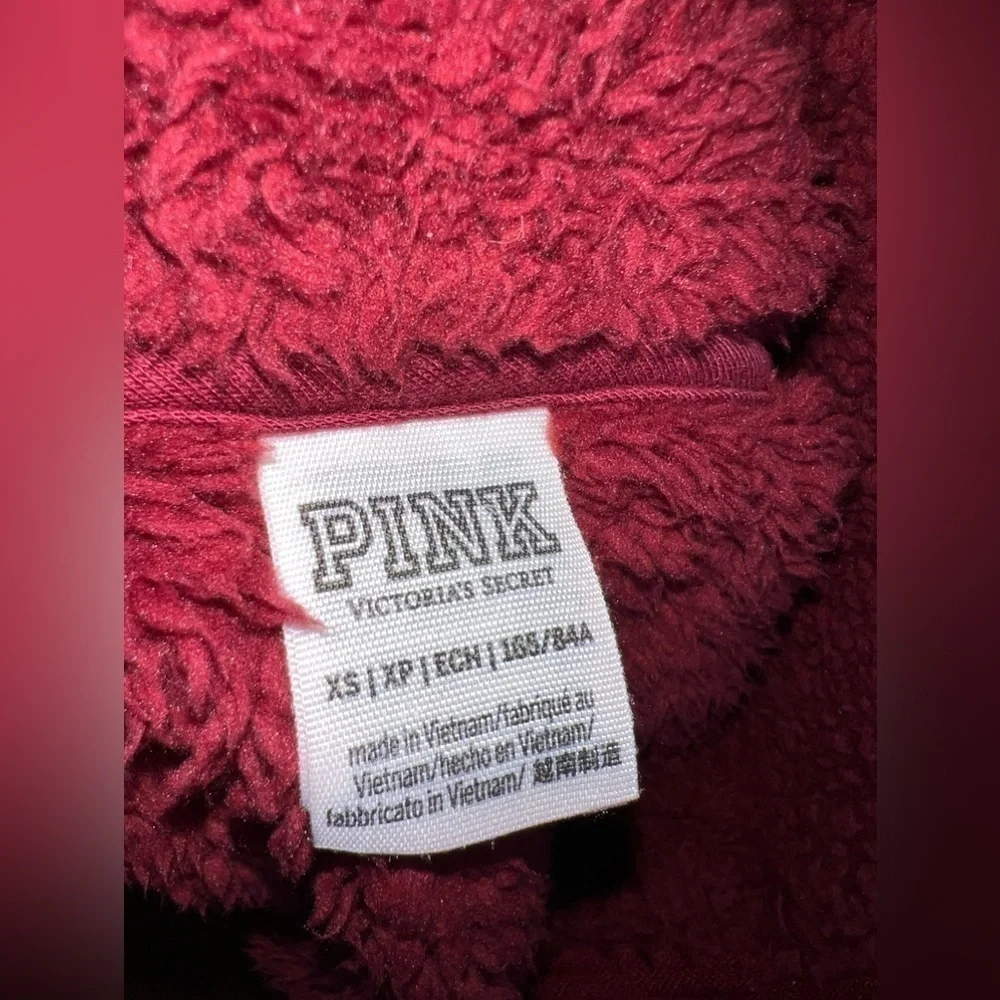 Victoria Secret PINK X Small Red Teddy Half Zip Oversized Sweater Jacket Xs