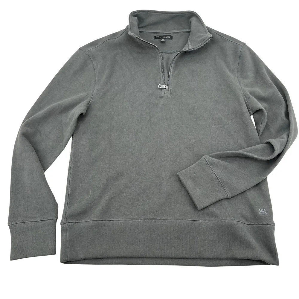 Banana Republic Mens Gray green Quarter Zip‎ Sweatshirt Pullover Size M