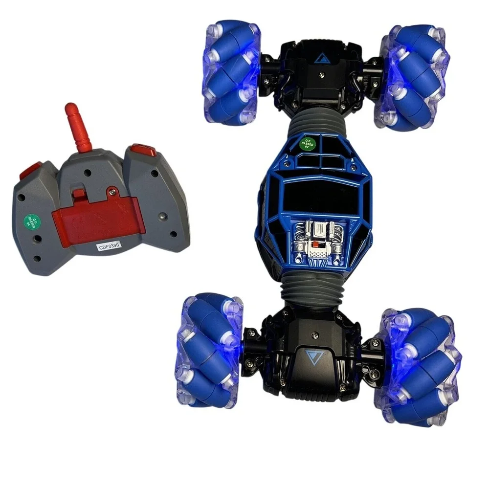 Blue RC Stunt Car 360‎ Rotation Double Sided Off-Road Vehicle LED Lights CDF0390