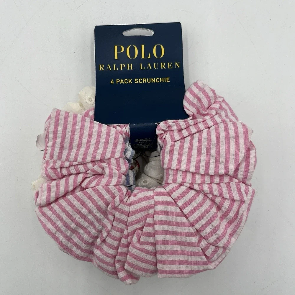 BRAND NEW!! Polo Ralph Lauren 4-Pack Scrunchie‎ Pink, Blue, White, Flowers