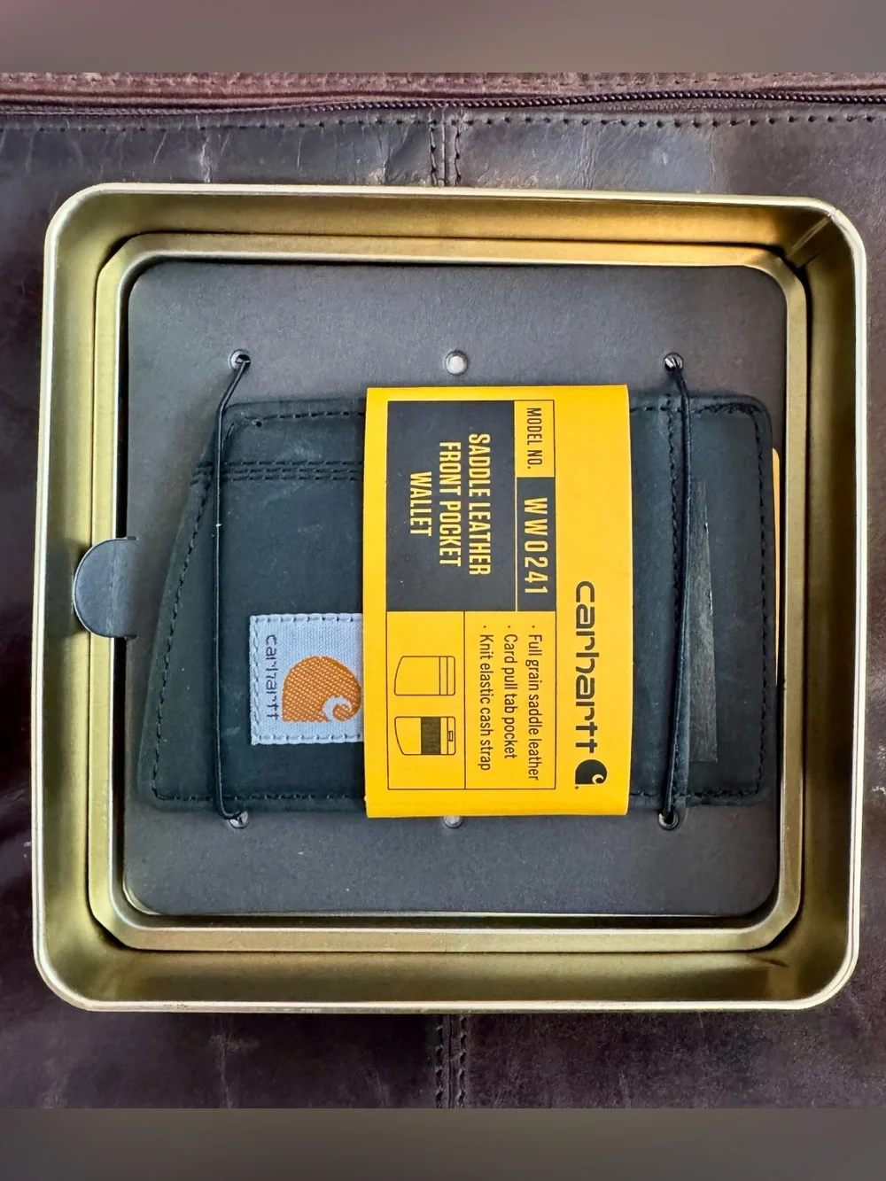 Carhartt Saddle Leather Front Pocket Wallet. Black. NWT