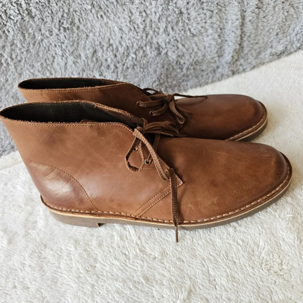 Clarks Men Leather Bushacre 2 Chukka Lace Up Desert Ankle Boots Brown Beeswax 12