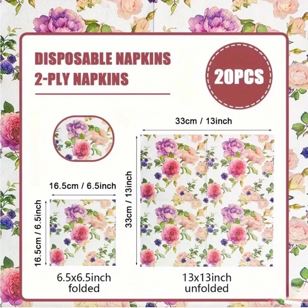 Vibrant Floral Pink & Purple Roses Luncheon Napkins (2042), 20 ct