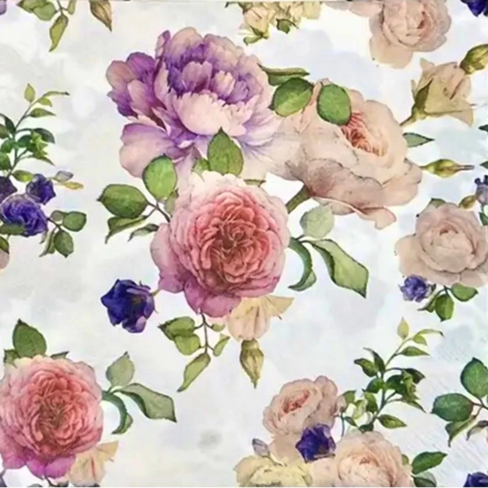 Vibrant Floral Pink & Purple Roses Luncheon Napkins (2042), 20 ct