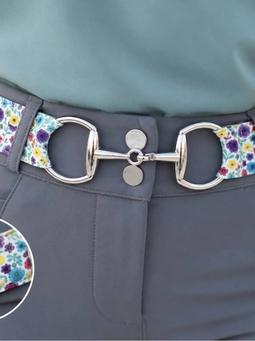 floral Equestrian horse Snaffle Bit Belt 1.5” Elastic one size fits most