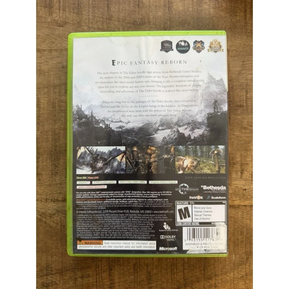 Elder Scrolls V‎ 5 Skyrim Microsoft XBOX 360