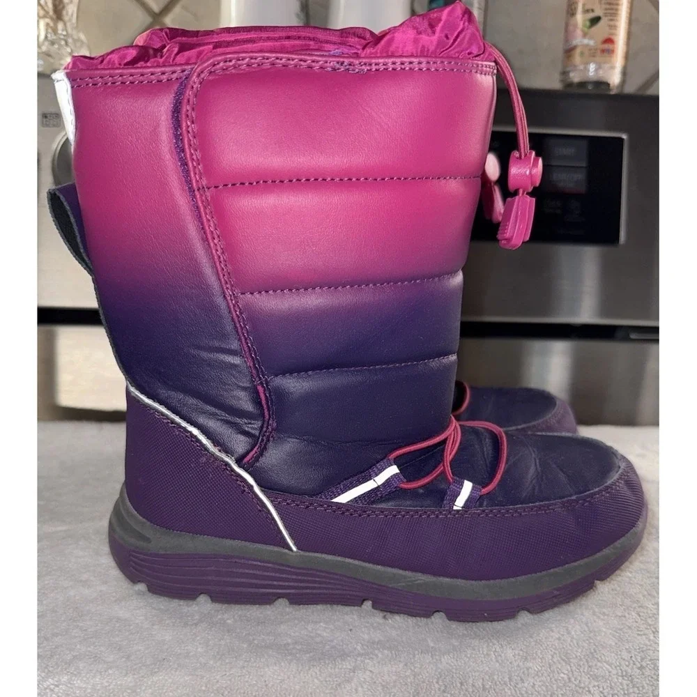 Land's End Little Girl Snow Flurry Boots Pull On Pink Youth‎ Size 2 Insulated