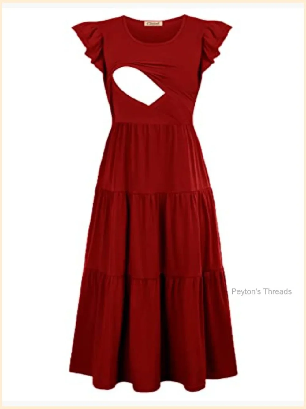 Flutter Short Sleeve Smocked Tiered Nursing Dress with Pockets