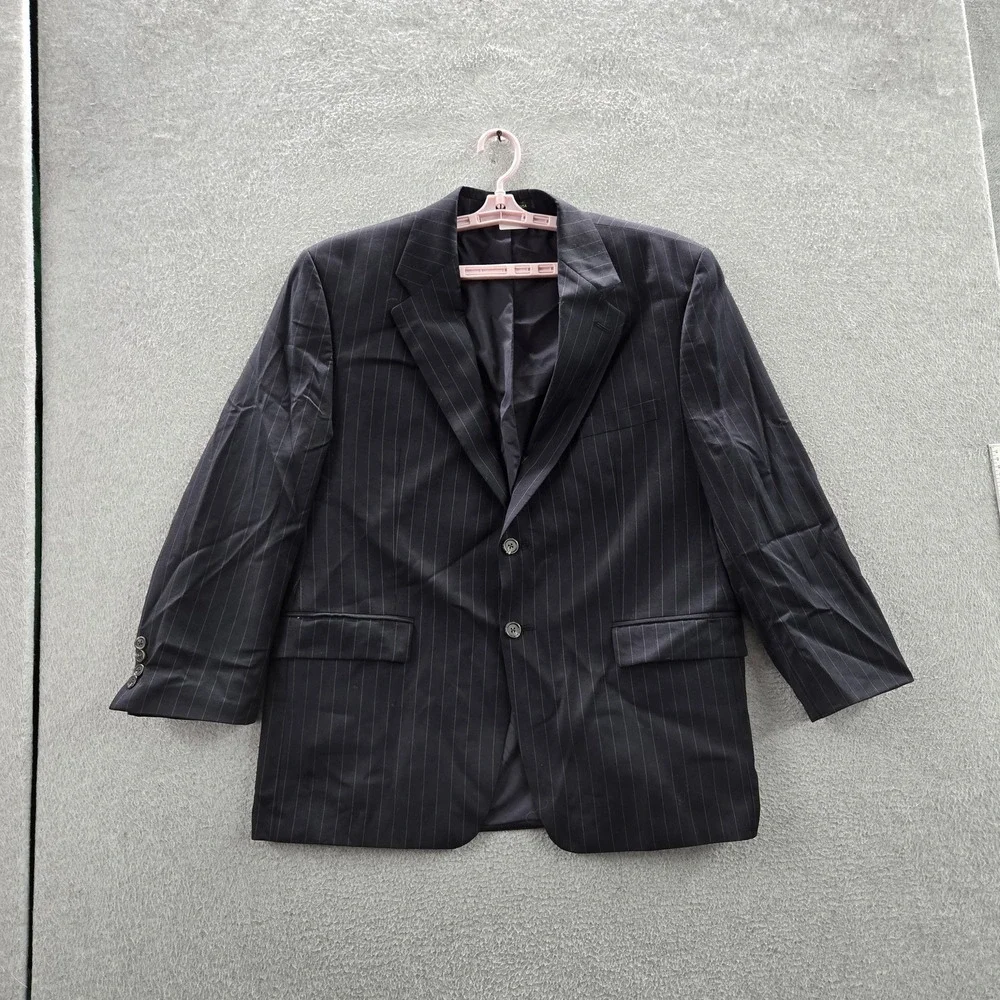 VINTAGE‎ Lauren Ralph Men Blazer 44S Navy Wool Pinstripe Suit Made In Canada