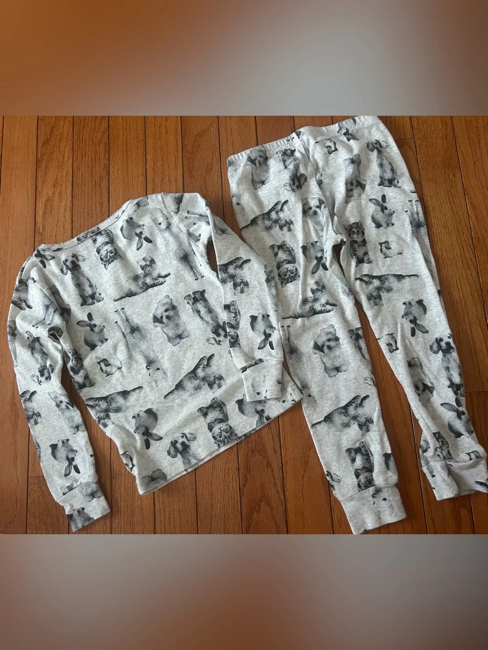 Carter's Girls 100% Cotton Animal Sketch Pajama Set Grey Size 4 Snug Fit