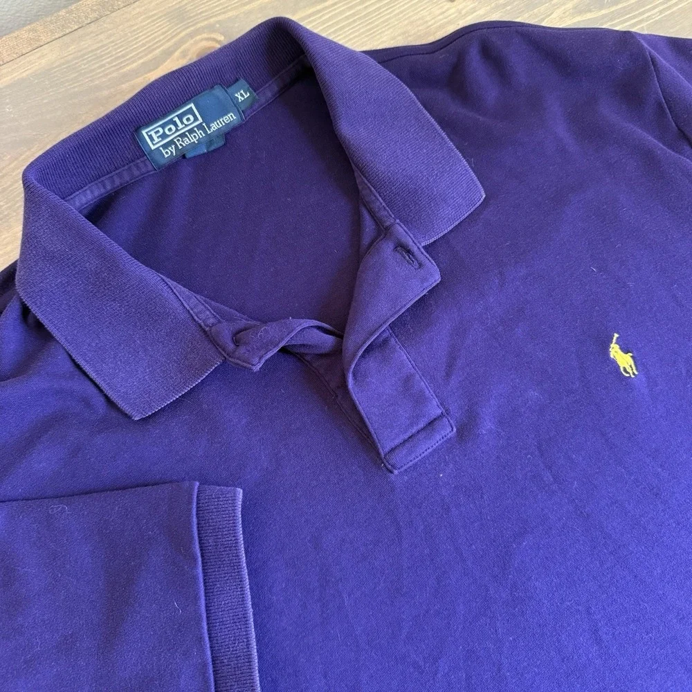 Polo By Ralph Lauren Mens XL Dark Purple Short Sleeve Polo Embroidered Logo