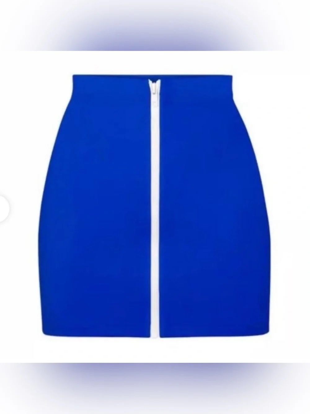 SKIMS NWT Sporty Zipper Swim Cobalt Blue Mini Skirt with White Front Zip size XS