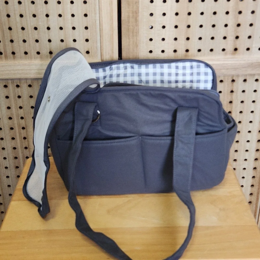 Pet Carrier Bag Dog Cat‎ Kitten Puppy Transport Mesh Padded Strap Handles Gray